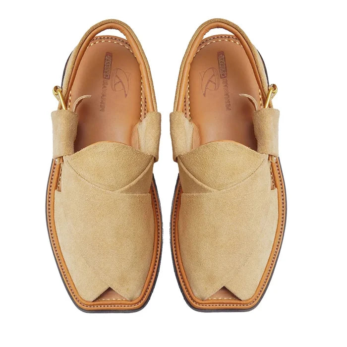 Suede Traditional Camel Peshawar Zalmi Chappal – 09290