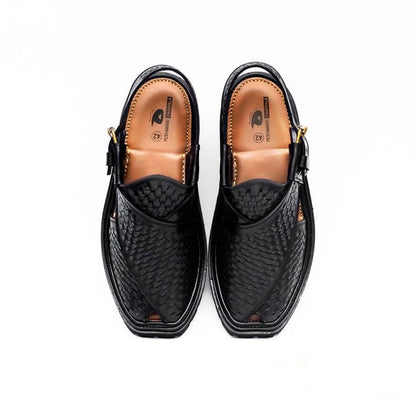Black Peshawari Chappal with Vibram Sole – 09211